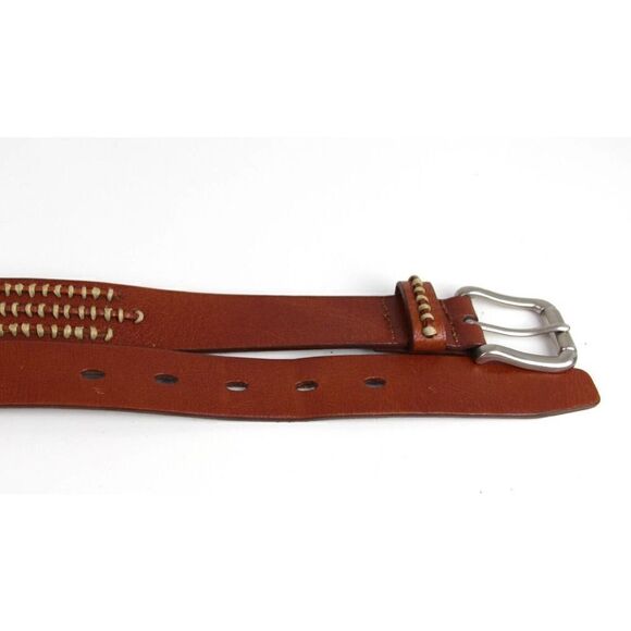 TAN BROWN GENUINE LEATHER 1 1/8"Wd DRESS CASUAL WOMEN'S BELT Sz M (M16 - Picture 11 of 12